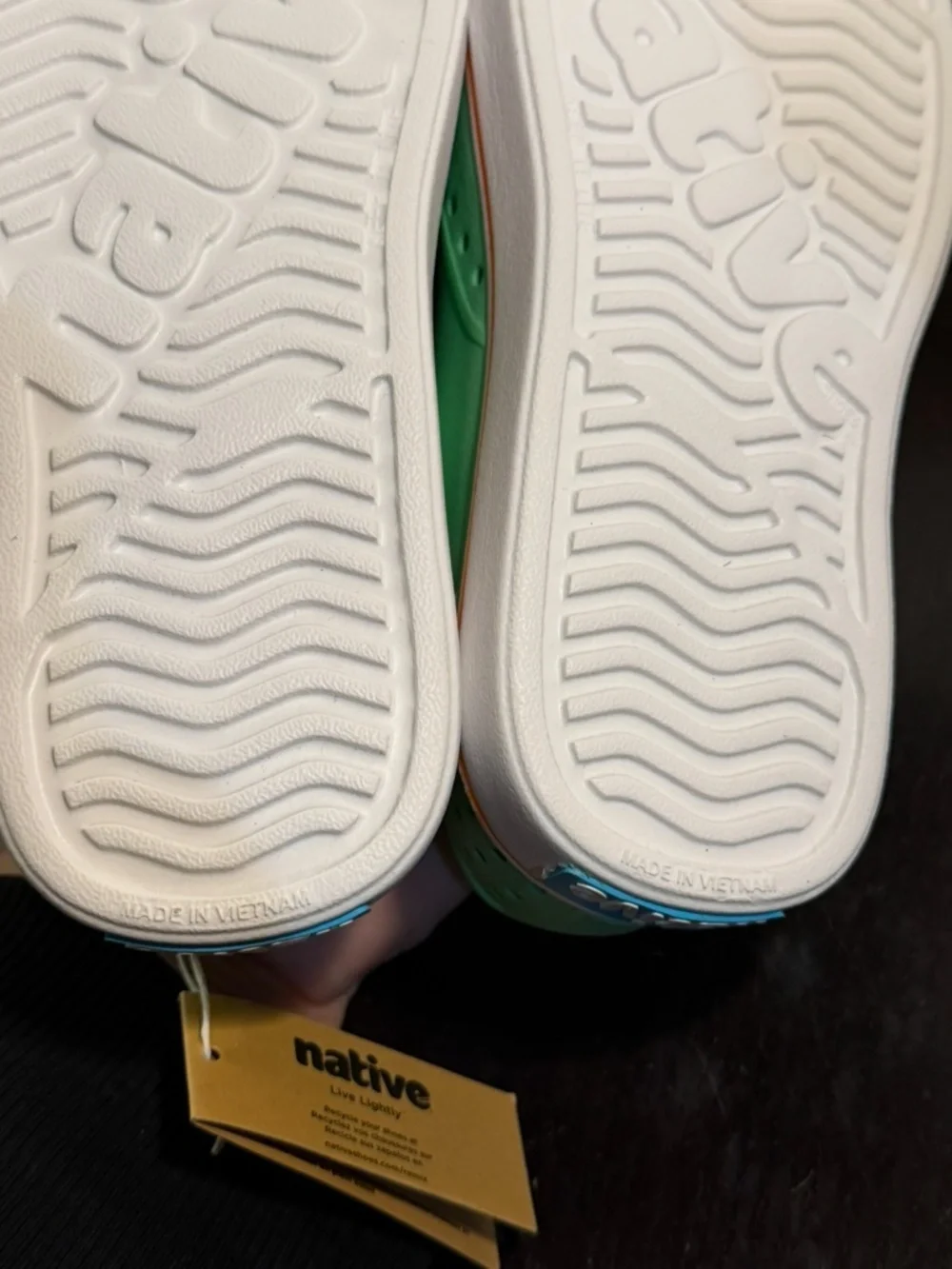 Native Miles Shoes Candy Green/City Orange/Shell White Big Kids US J4/EU 36